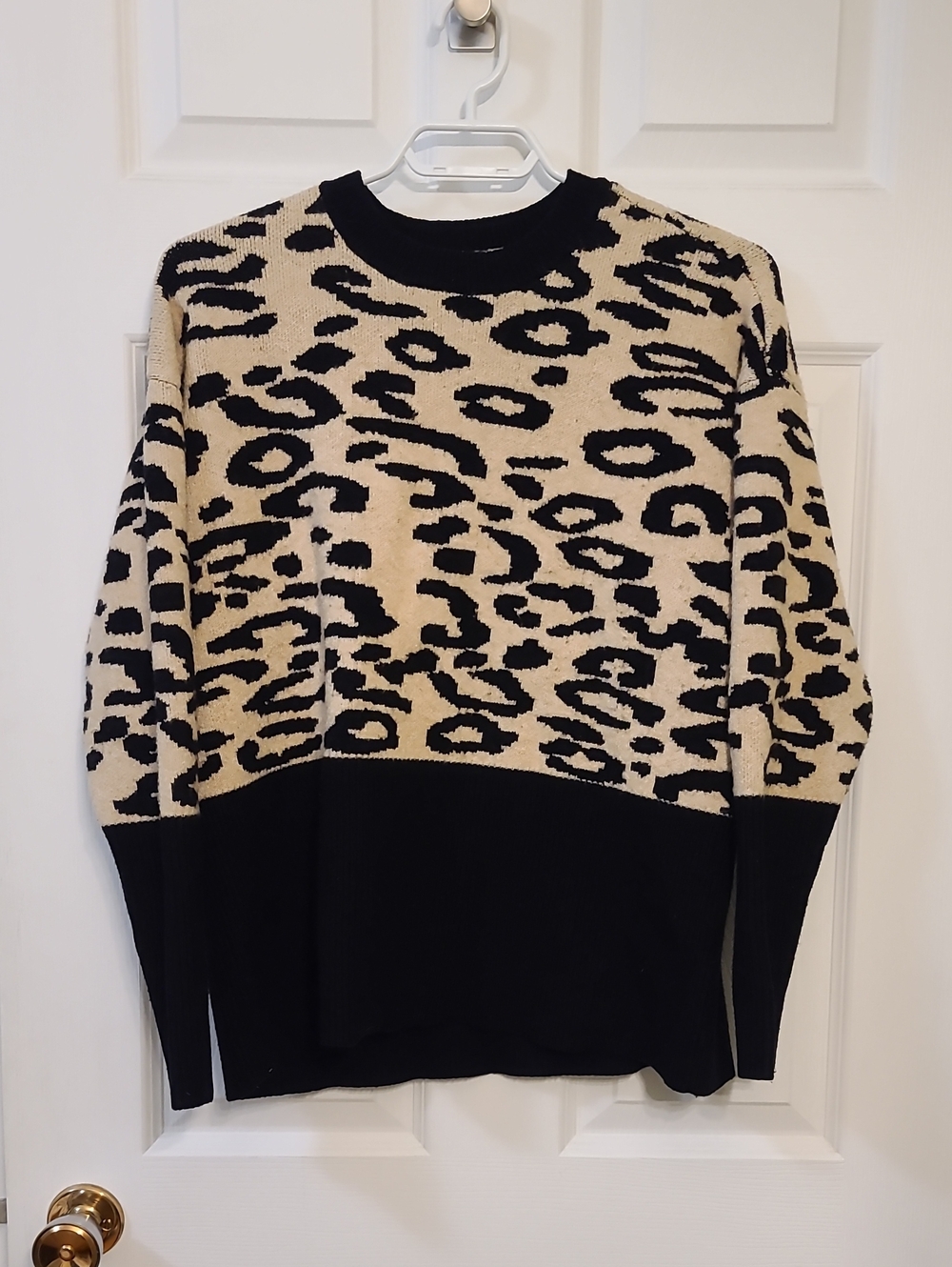Sugar+Lips Lonnie Leopard Colourblock Crewneck Sweater Boutique Viscose Blend